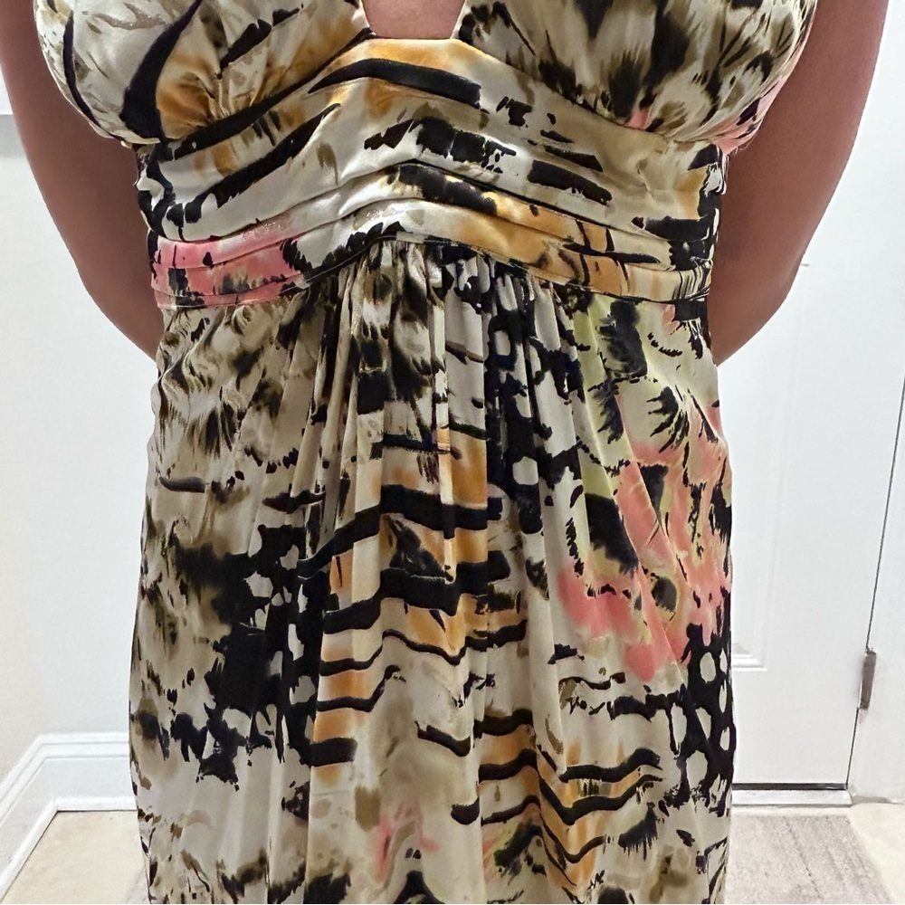 Sky Halter Animal Print Silk Dress with Gold Chain Detail SZ L - Picture 5 of 8